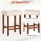 Set of 2 Backless Saddle Seat Bar Stools 24 Inch Counter Height Stools with Linen Cushion and Rubber Wood Frame